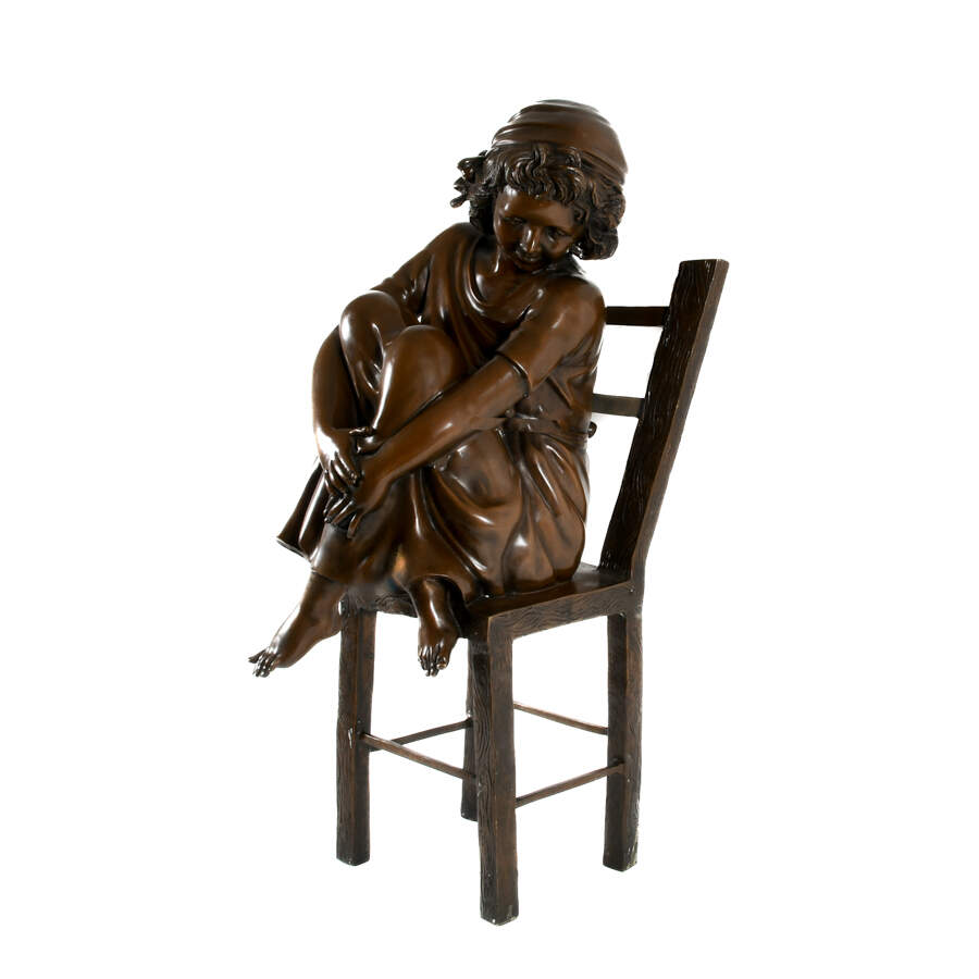 Bronze Sculpture After Corrado Betta Titled "Girl on a Chair"-2