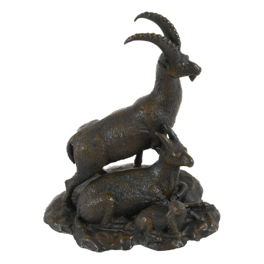 Lost Wax Cast Ibex Family Bronze Sculpture-9