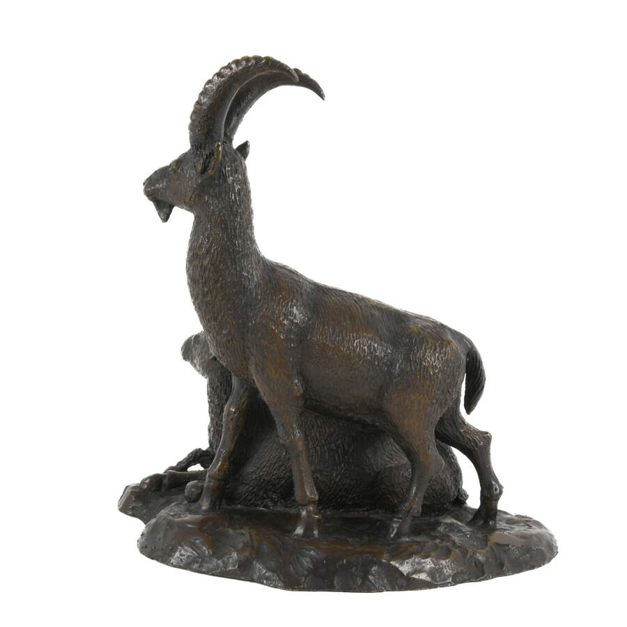 Lost Wax Cast Ibex Family Bronze Sculpture-3