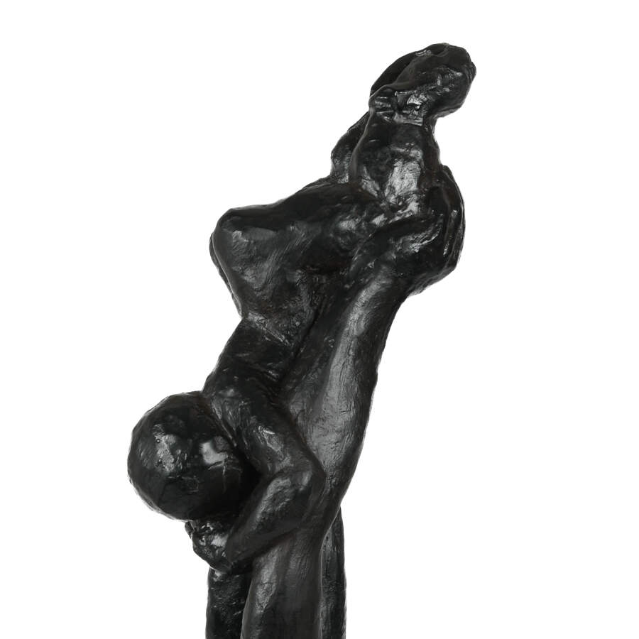 Tall Mother and Child Sculpture on Wood Base-10