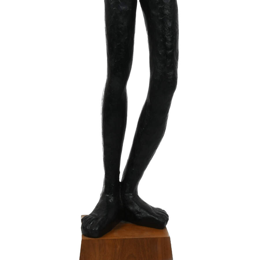Tall Mother and Child Sculpture on Wood Base-8