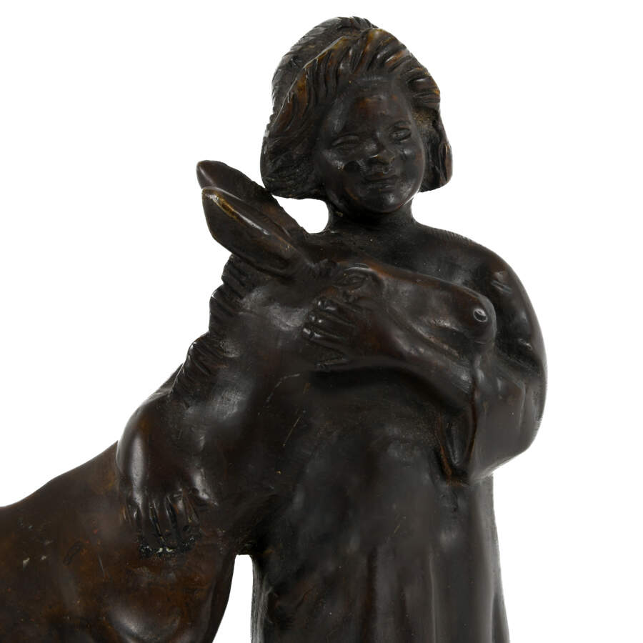 Giovanni De Martino Bronze Village Girl & Donkey-5