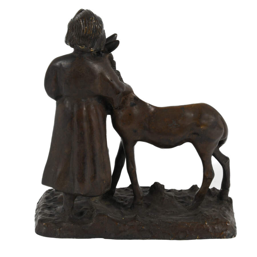 Giovanni De Martino Bronze Village Girl & Donkey-3