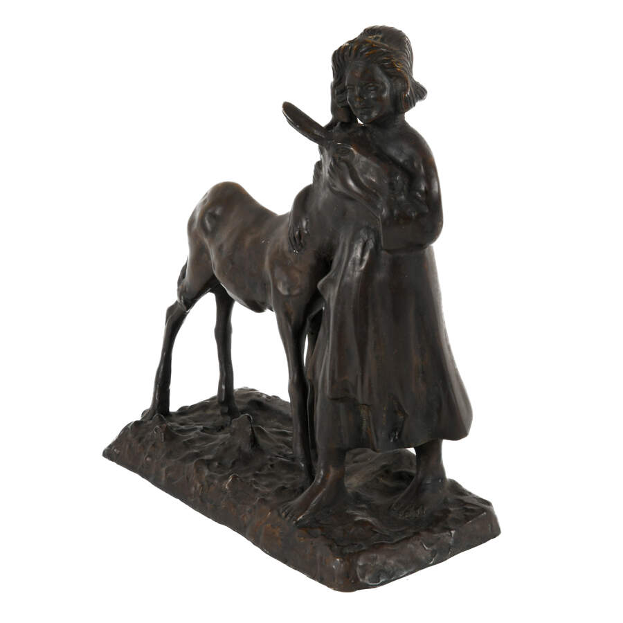 Giovanni De Martino Bronze Village Girl & Donkey-2