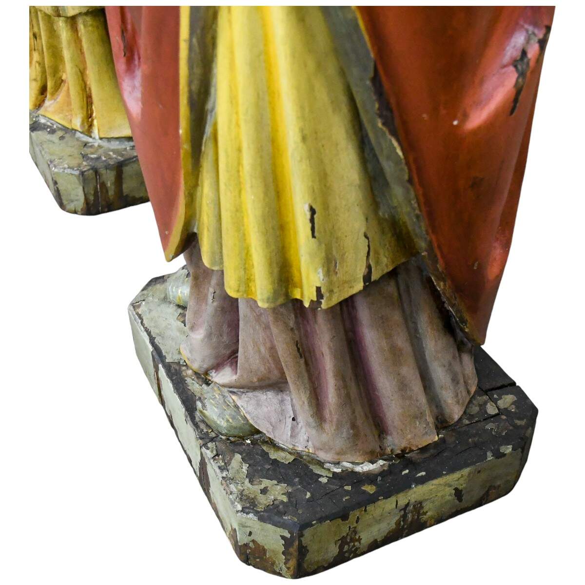 Carved Wooden Polychrome Bishop in Red Robes-10