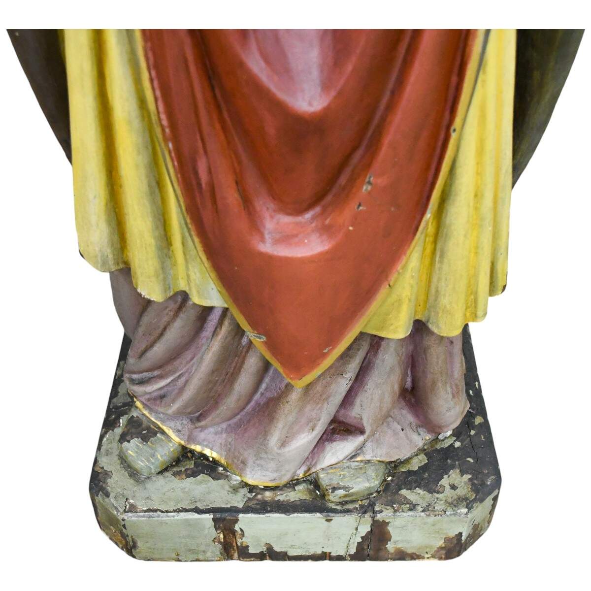Carved Wooden Polychrome Bishop in Red Robes-9