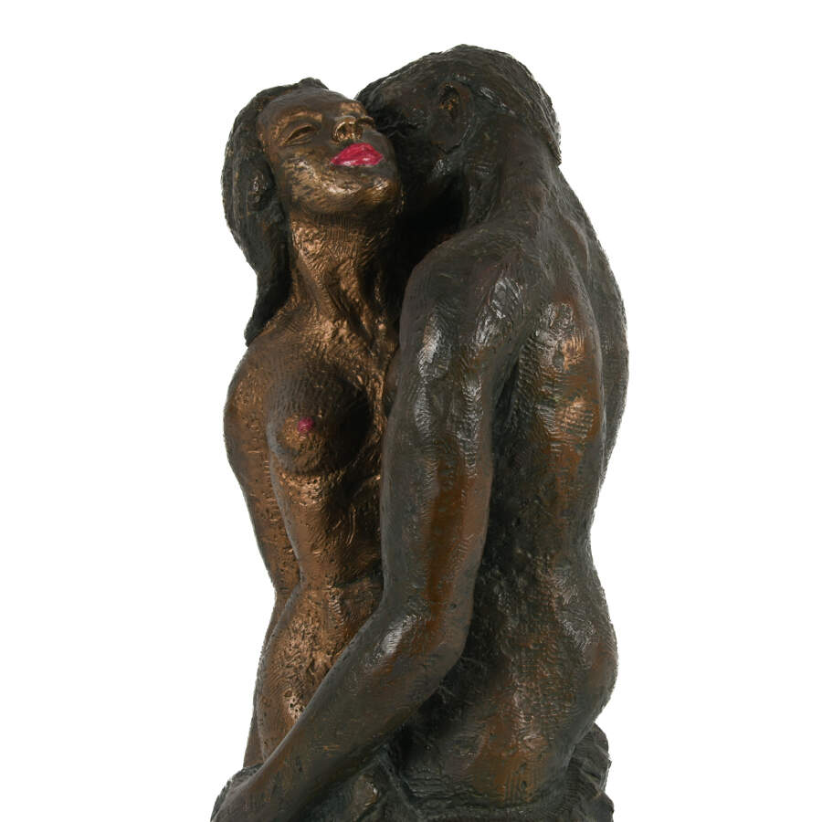 Bust of an Intimate Man and Woman Embracing a Kiss-6