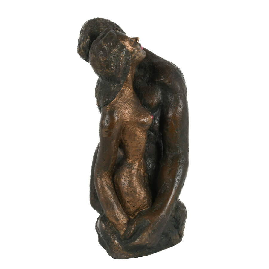 Bust of an Intimate Man and Woman Embracing a Kiss-5