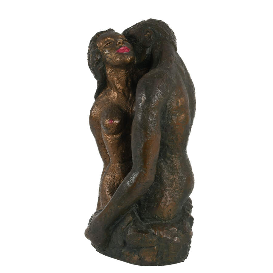 Bust of an Intimate Man and Woman Embracing a Kiss-2