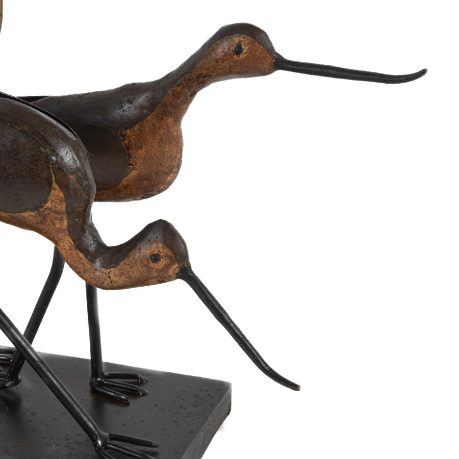 Bronzed Metal Curlew Bird Grouping Sculpture-6