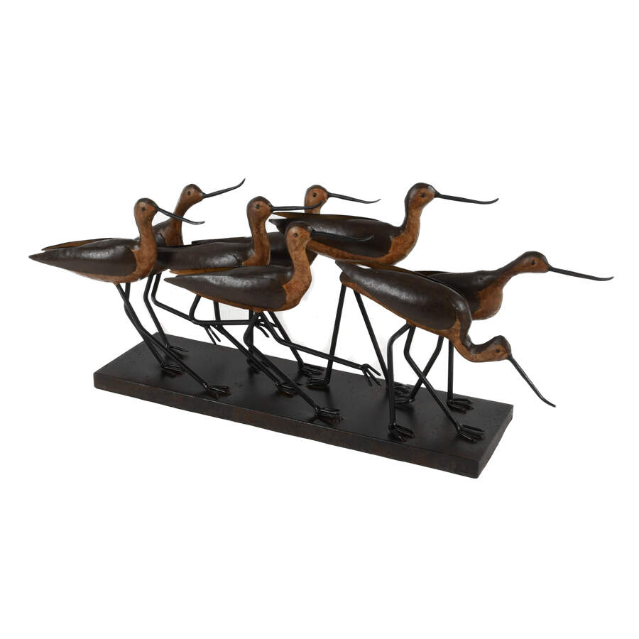 Bronzed Metal Curlew Bird Grouping Sculpture-5