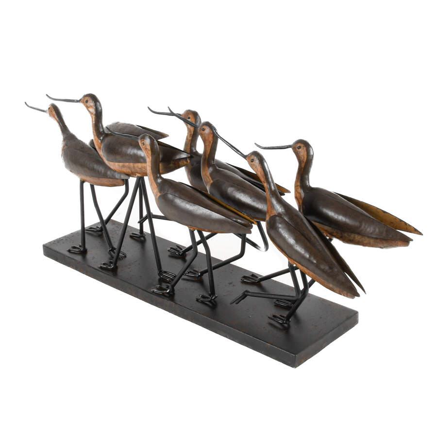 Bronzed Metal Curlew Bird Grouping Sculpture-3
