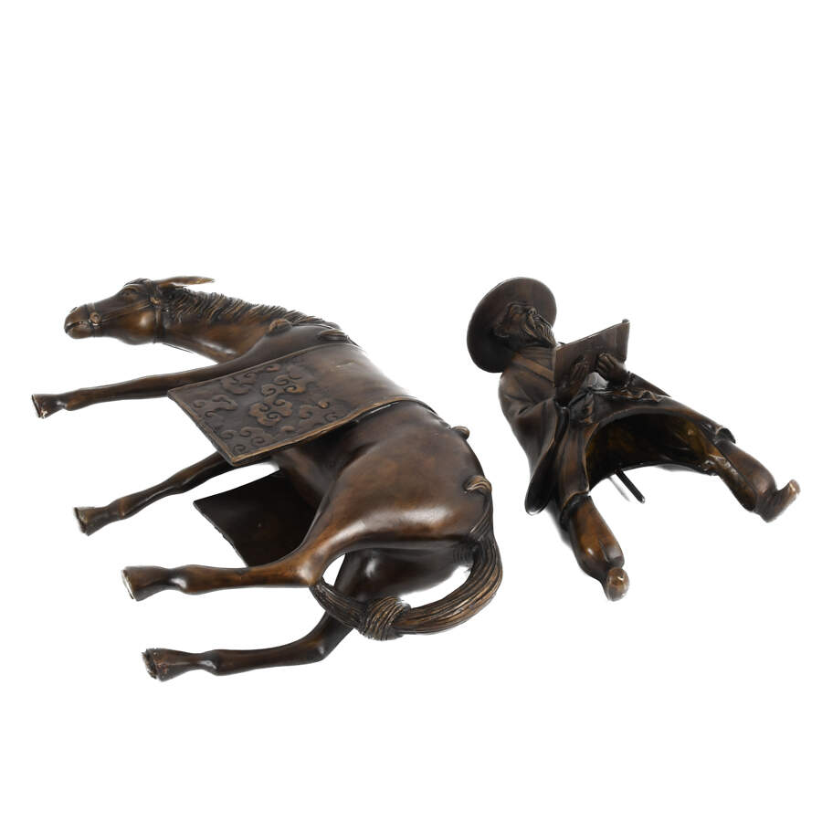 Chinese Bronze Rider and Horse Sculpture-10