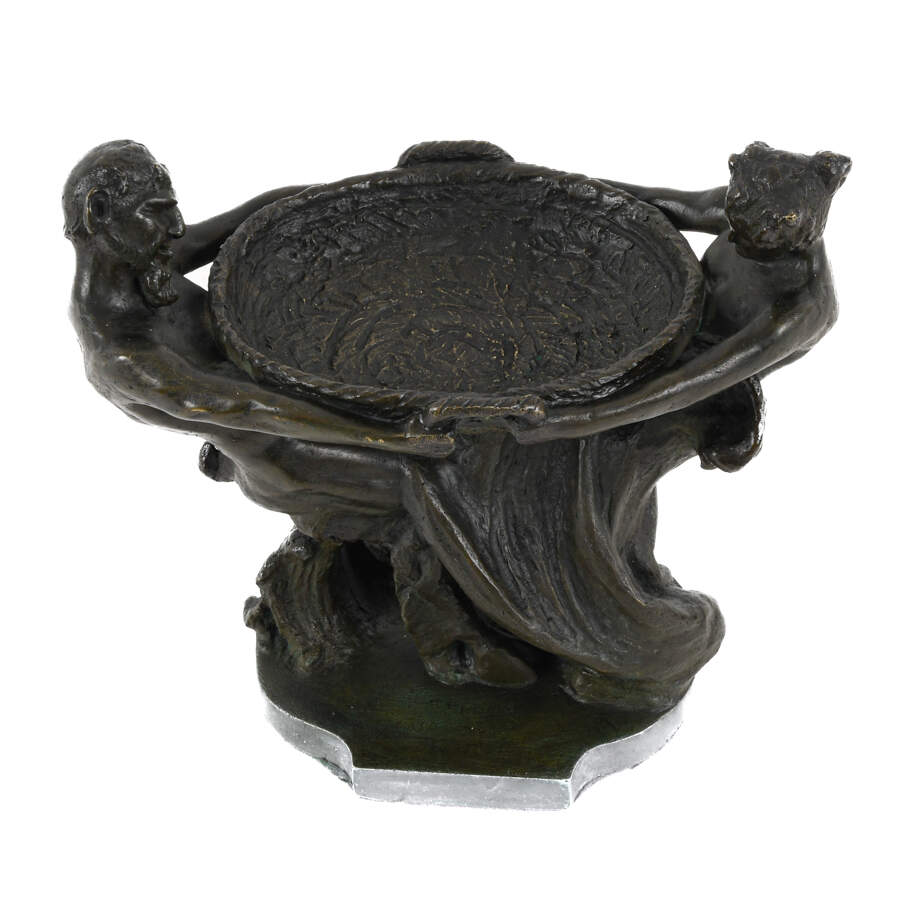 European School Bronze "Nymph & Satyr" Sculpture-4