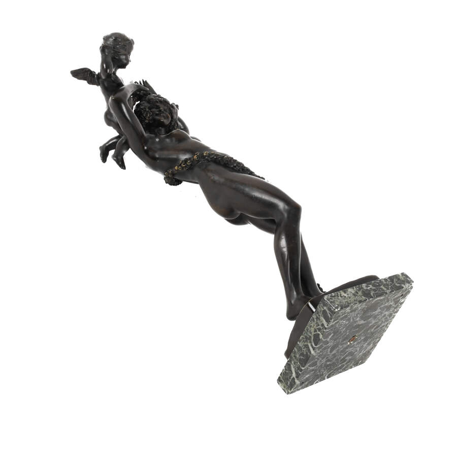 Bronze Woman and Angel Grouping on a Marble Base-7