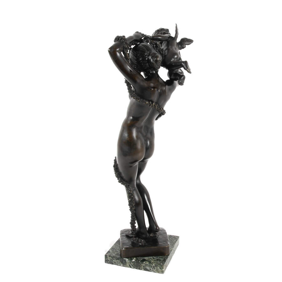 Bronze Woman and Angel Grouping on a Marble Base-6