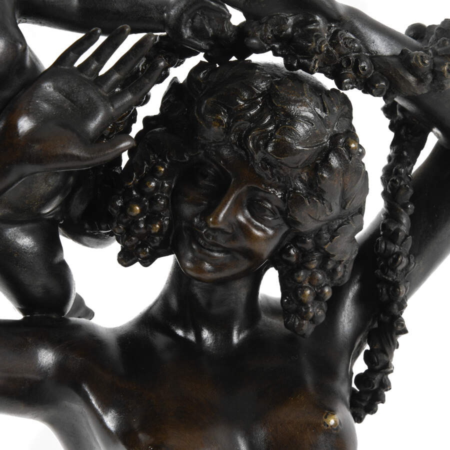 Bronze Woman and Angel Grouping on a Marble Base-4