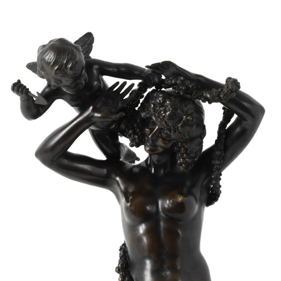 Bronze Woman and Angel Grouping on a Marble Base-2