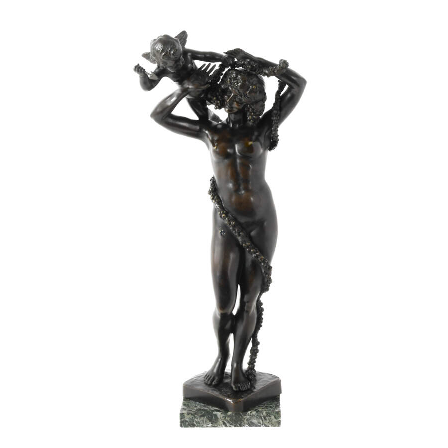 Bronze Woman and Angel Grouping on a Marble Base-1