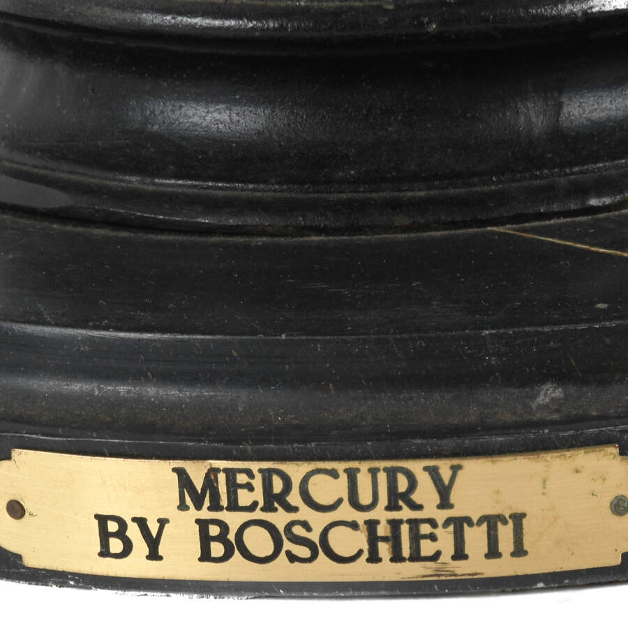 Bronze Flying Mercury Statue on Black Marble Base After Giovanni Bologna-5