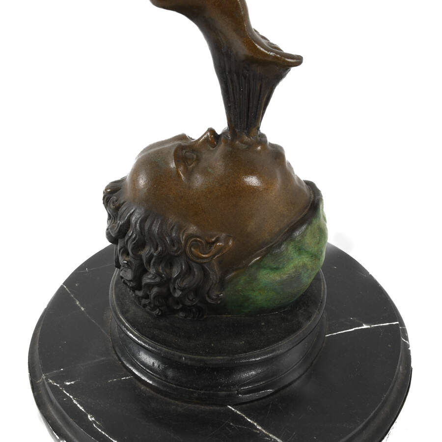 Bronze Flying Mercury Statue on Black Marble Base After Giovanni Bologna-2