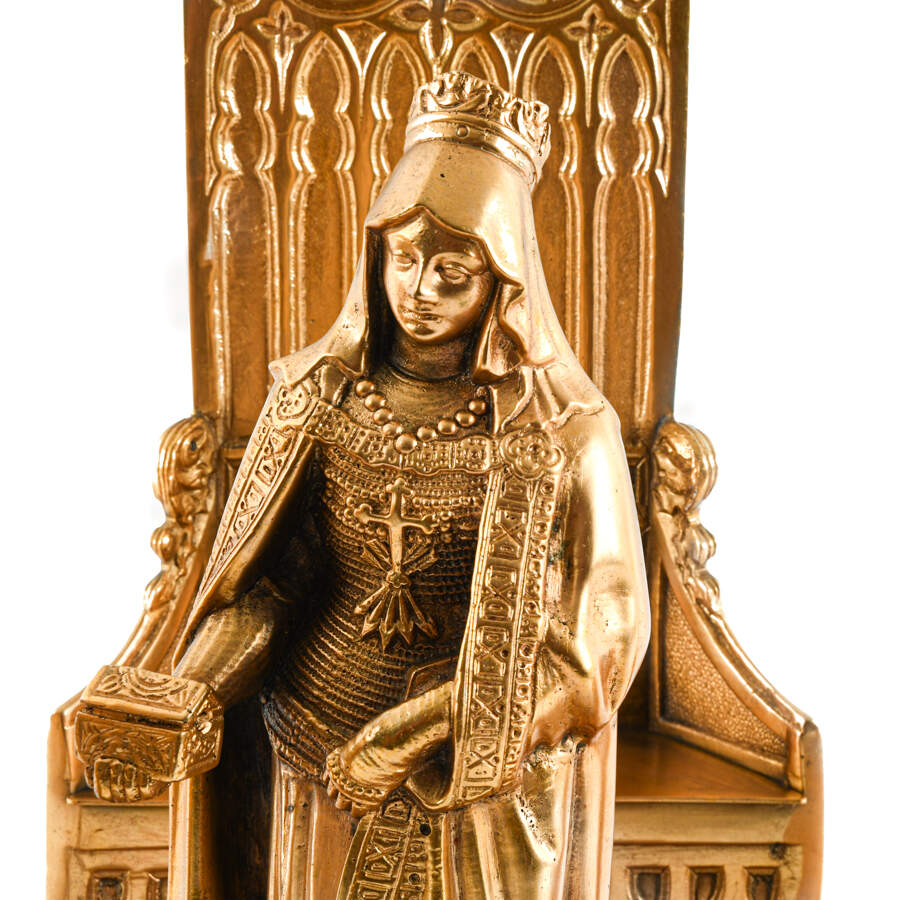 Gilded Bronze Queen Isabella and Columbus Sculpture-2