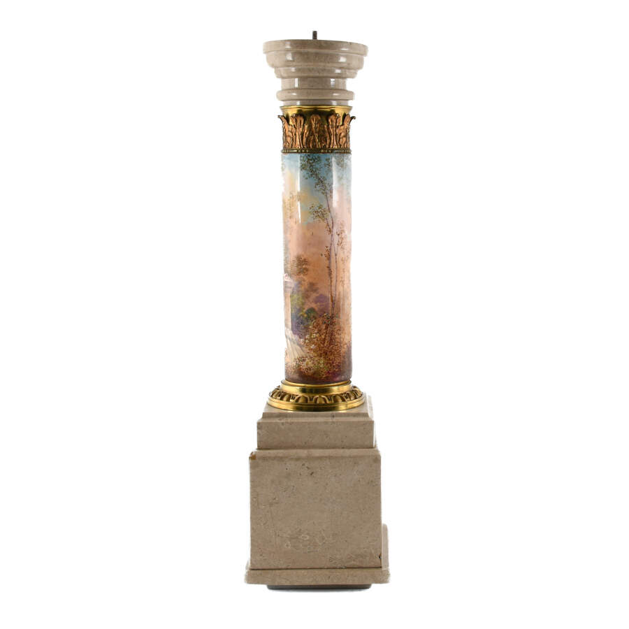 Antique French Stone and Metal Corinthian Column Pedestal-9