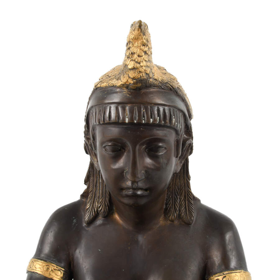 Large Bronze Egyptian Goddess Signed B. Sanberg Statue-4
