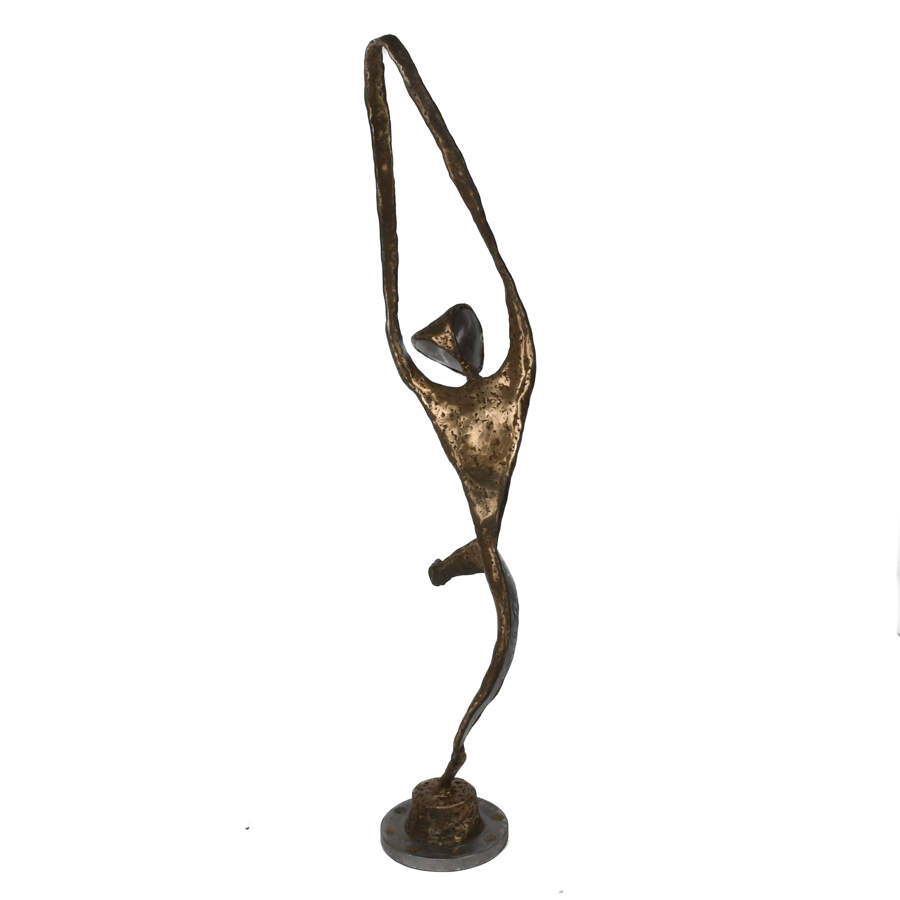 Mixed Metal Modernist Sculpture of a Dancer-5