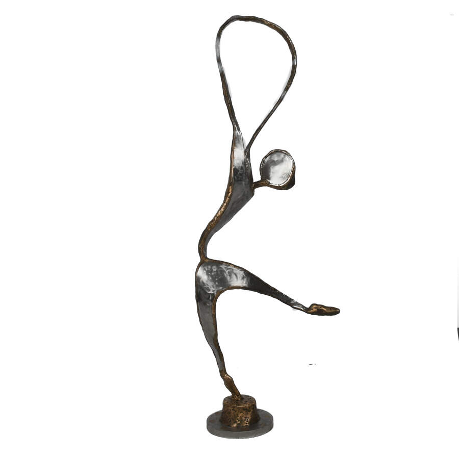 Mixed Metal Modernist Sculpture of a Dancer-1