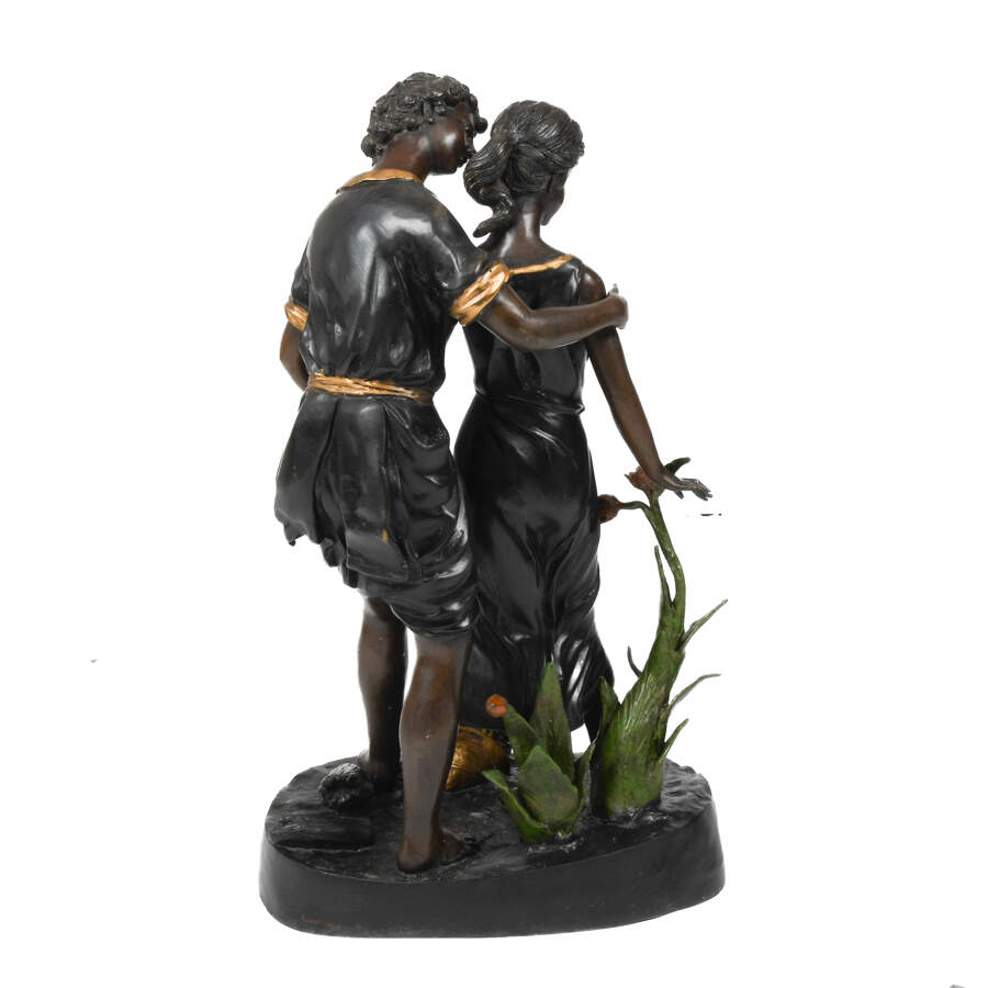Metal Sculpture of a Romantic Couple After Auguste Moreau-3