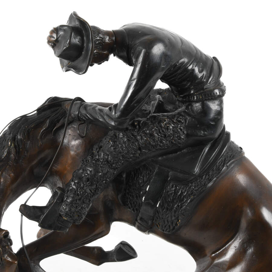 Bronze Bucking Bronco Sculpture After Frederic Remington-5