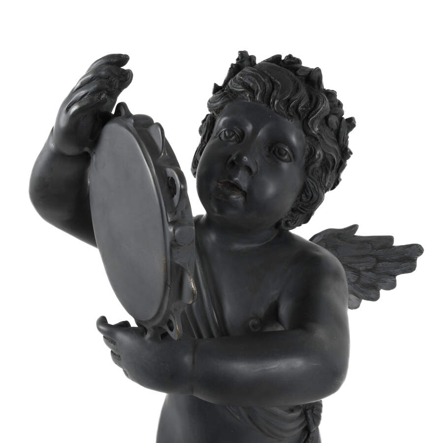 Pair of Cast Metal Garden Cherub Statues-7