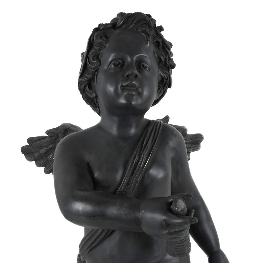 Pair of Cast Metal Garden Cherub Statues-5