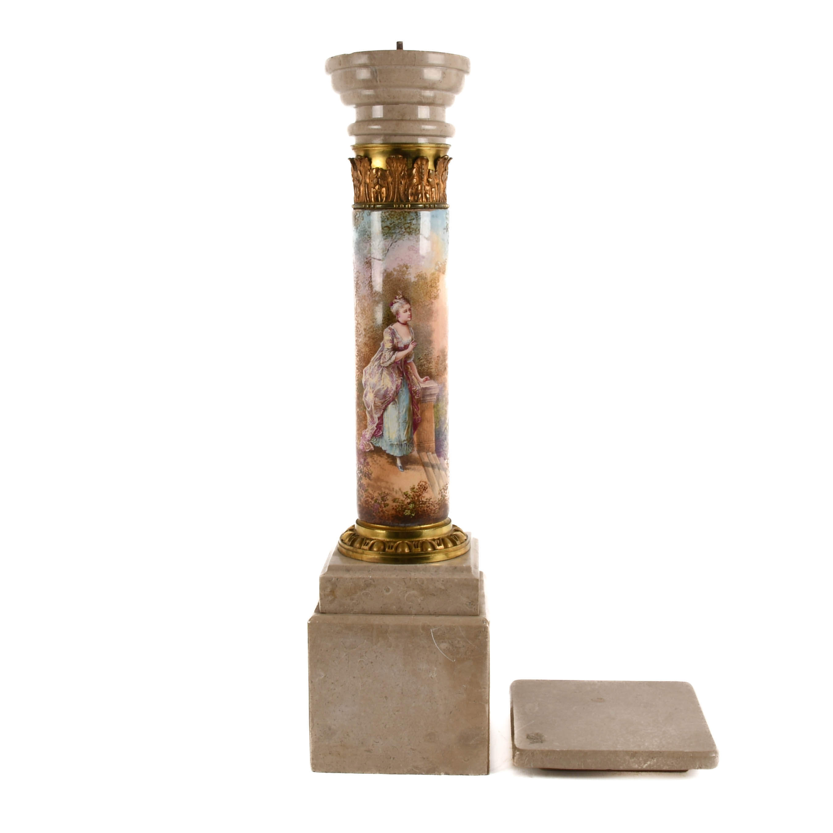 Antique French Stone and Metal Corinthian Column Pedestal-6