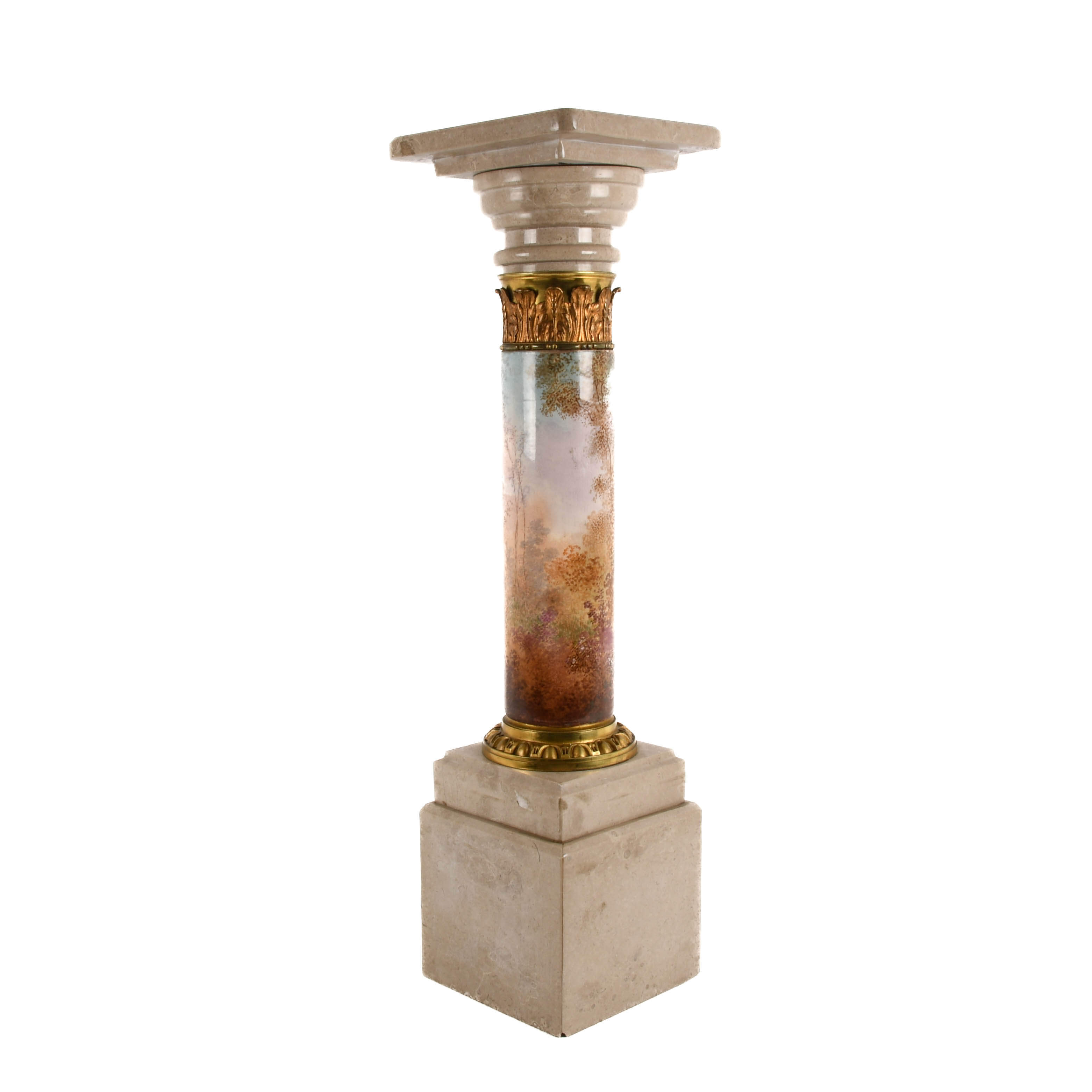 Antique French Stone and Metal Corinthian Column Pedestal-5