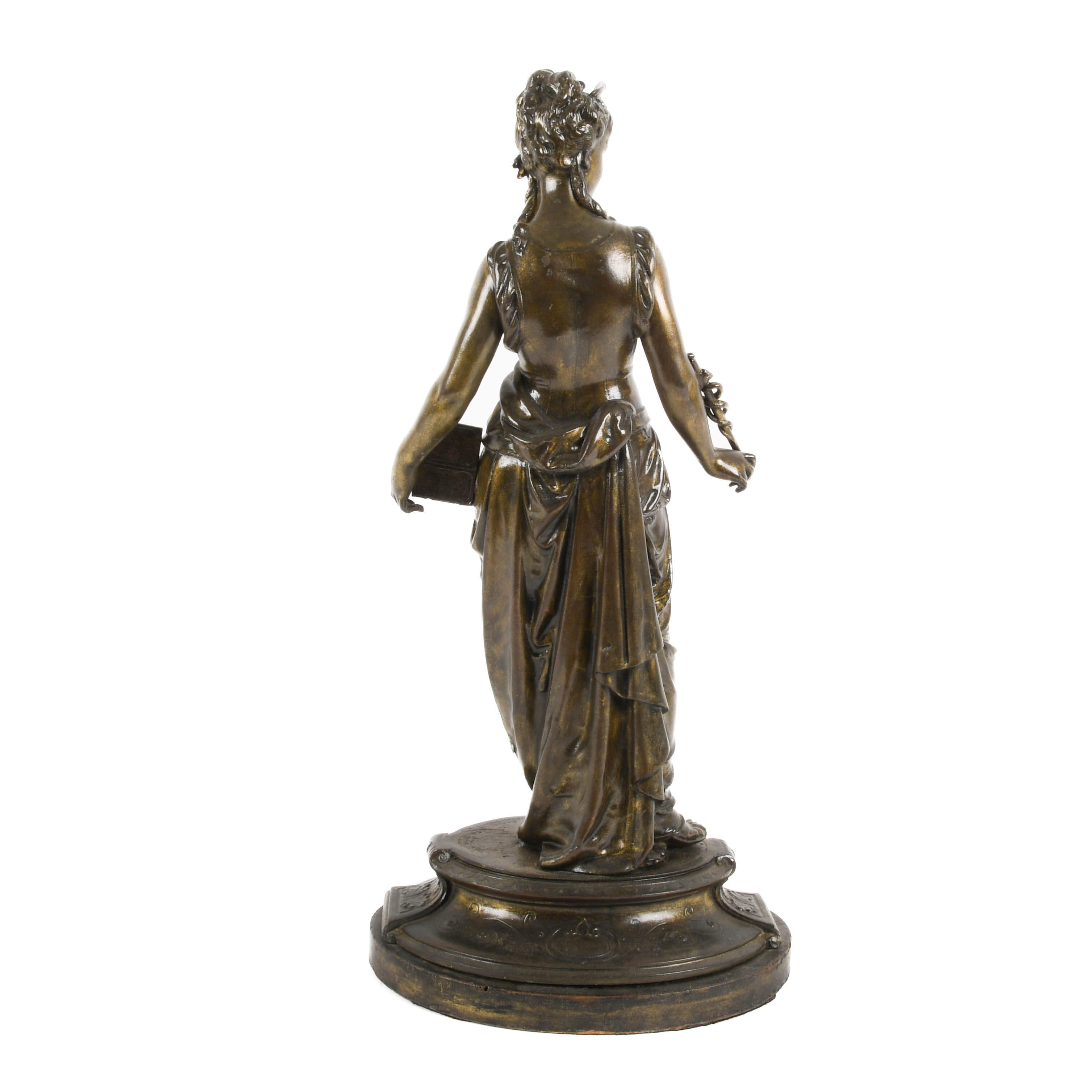 Cast Metal Figural Greek Maiden Statue-5