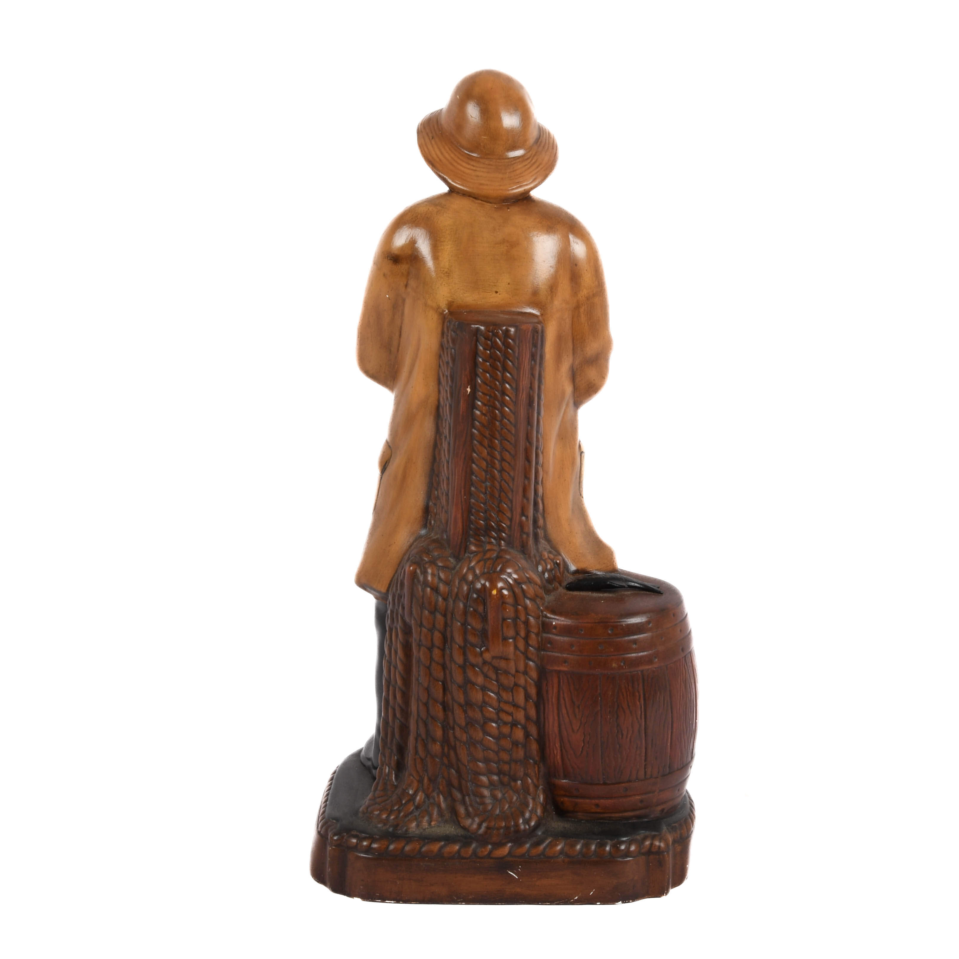 Signed Large Ceramic Fisherman Statue-5