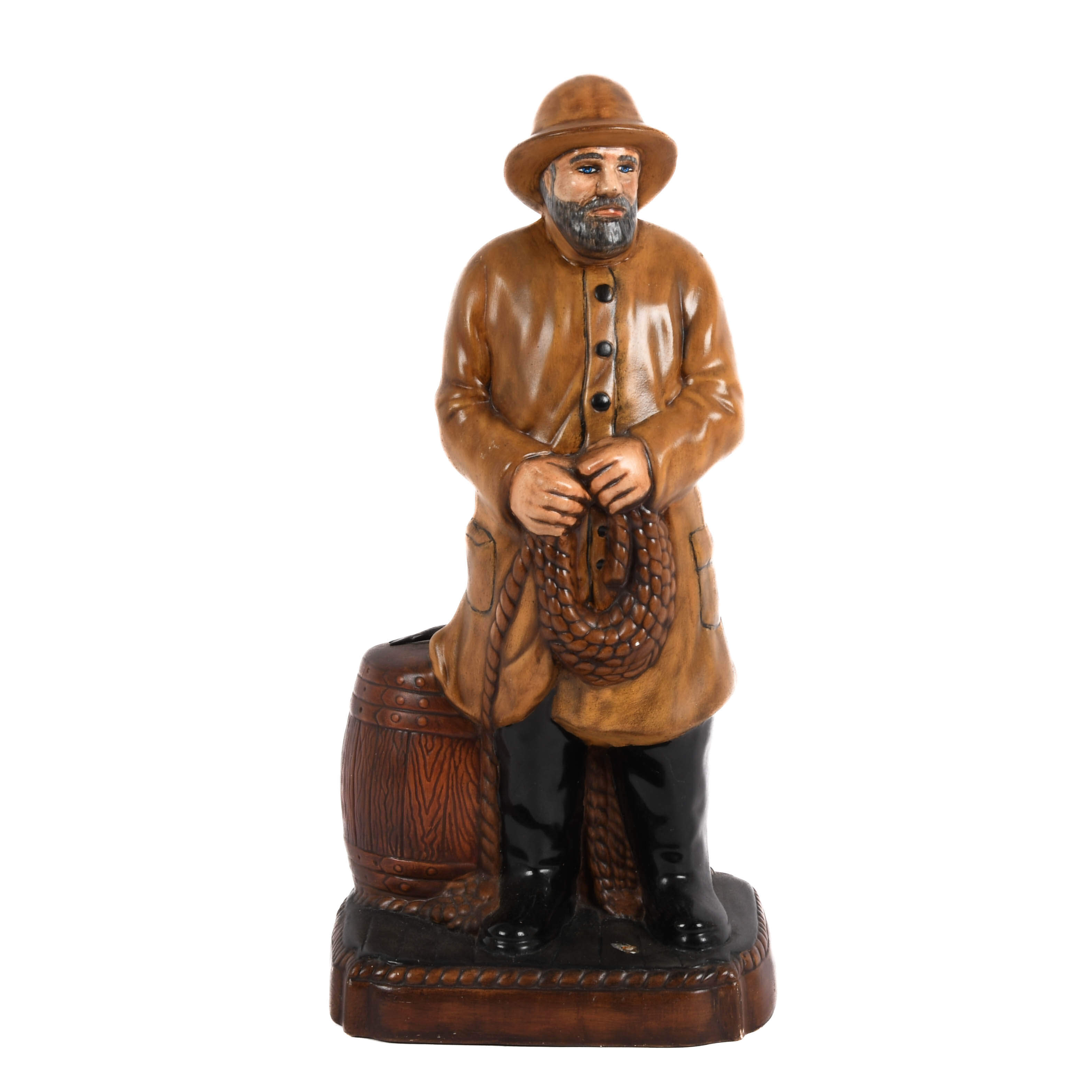 Signed Large Ceramic Fisherman Statue-1