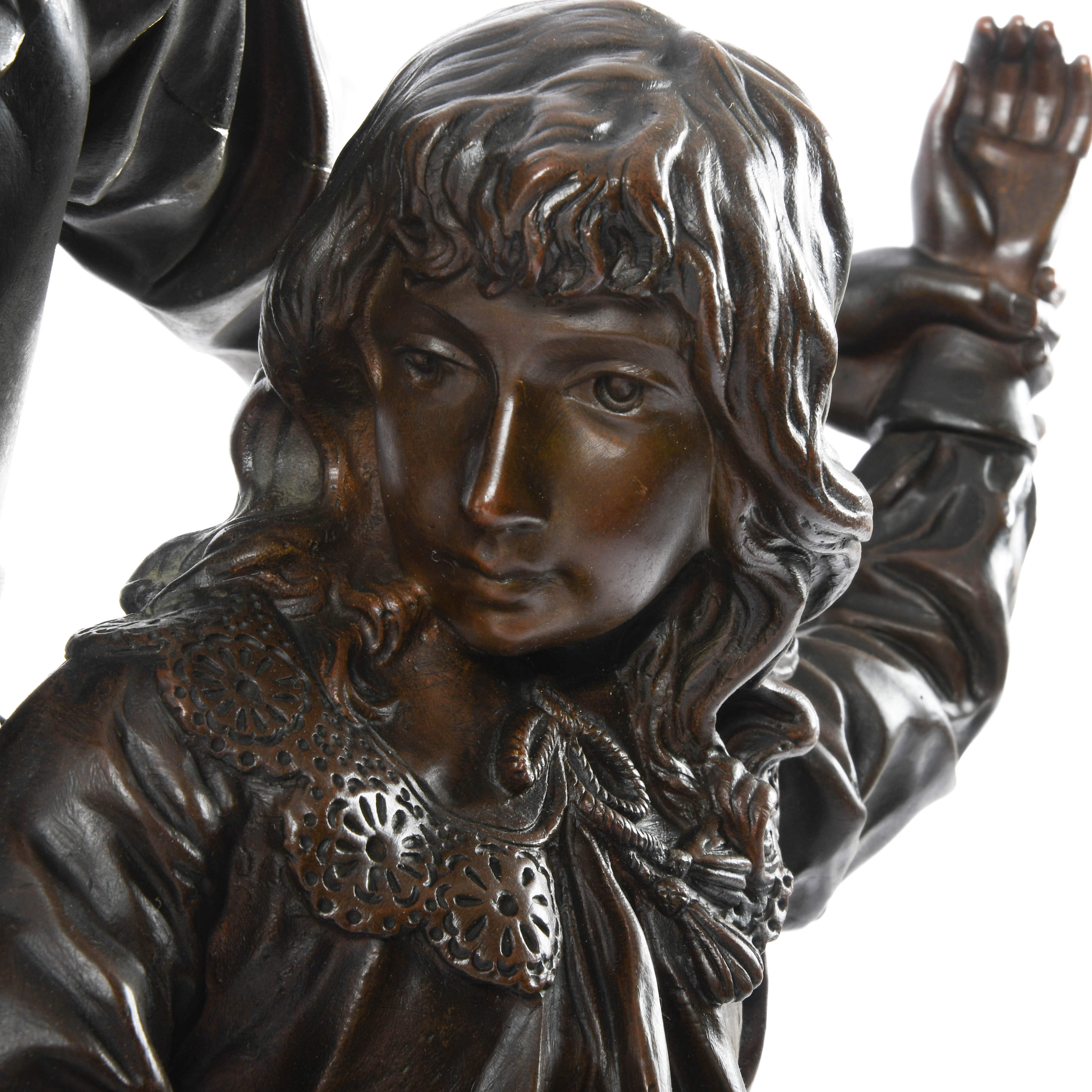 Bronze Sword Lesson Figure After Adrien Étienne Gaudez-4