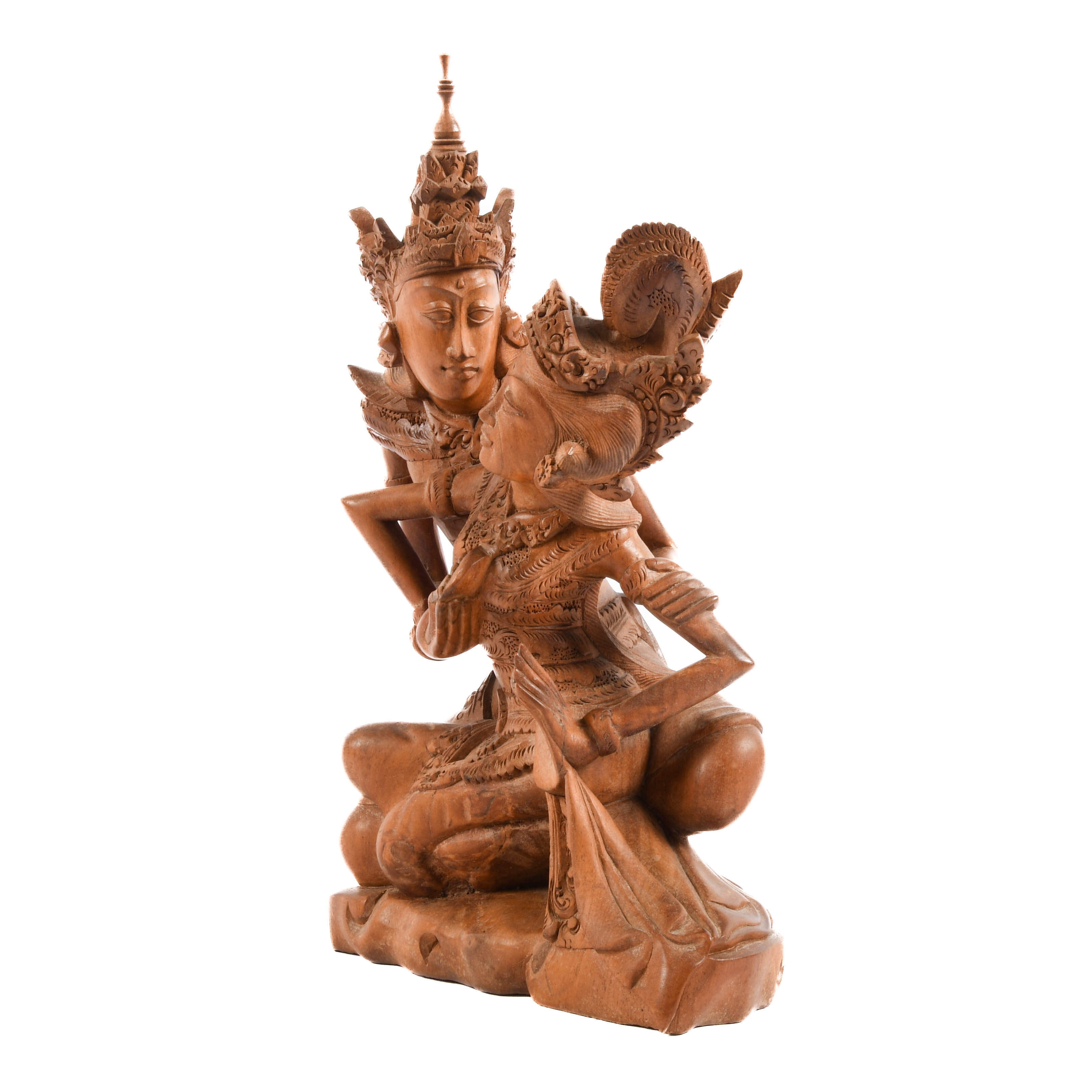 Carved Wood Sinta Sita Sculpture-4