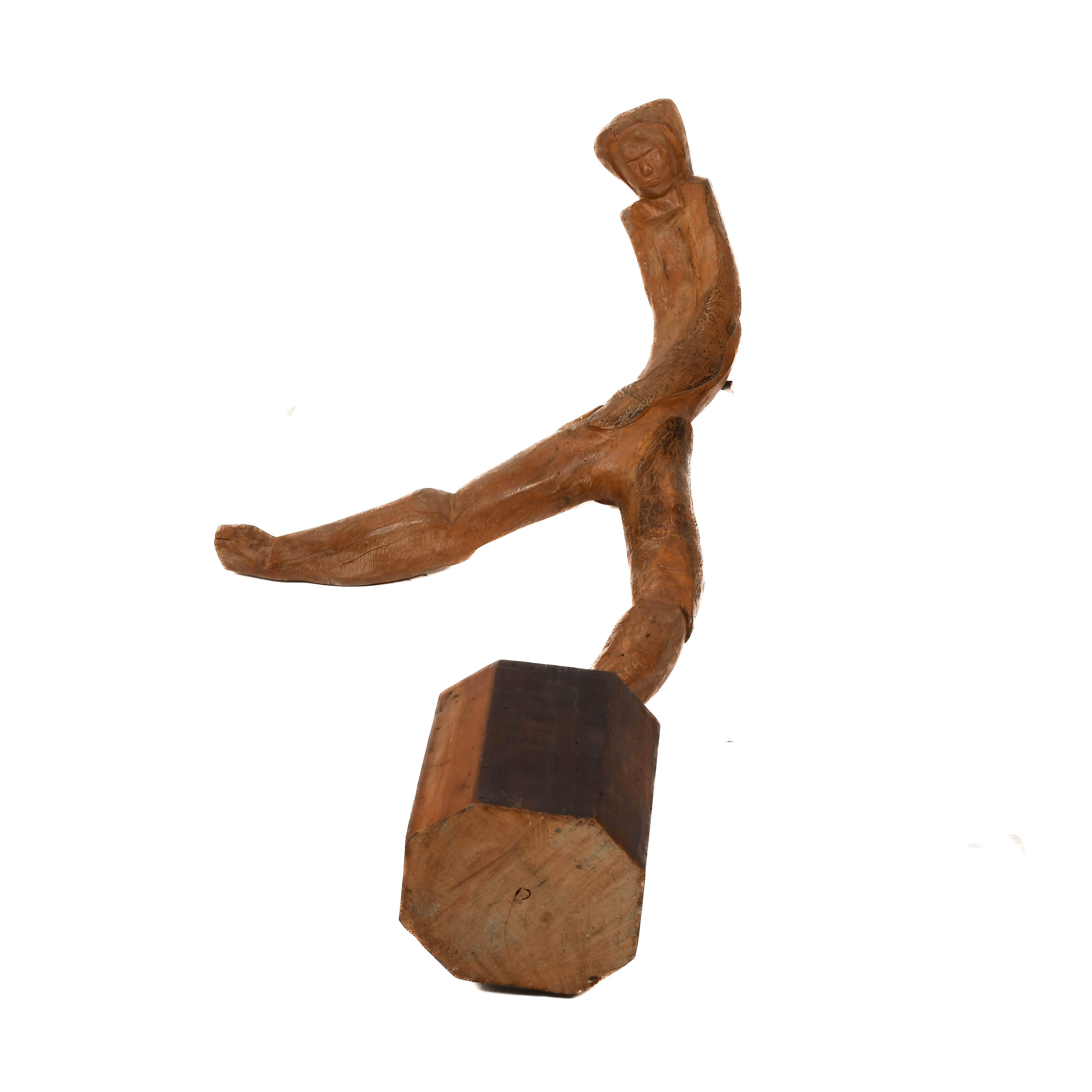 Signed Kallem Carved Wood Abstract Form Sculpture-8
