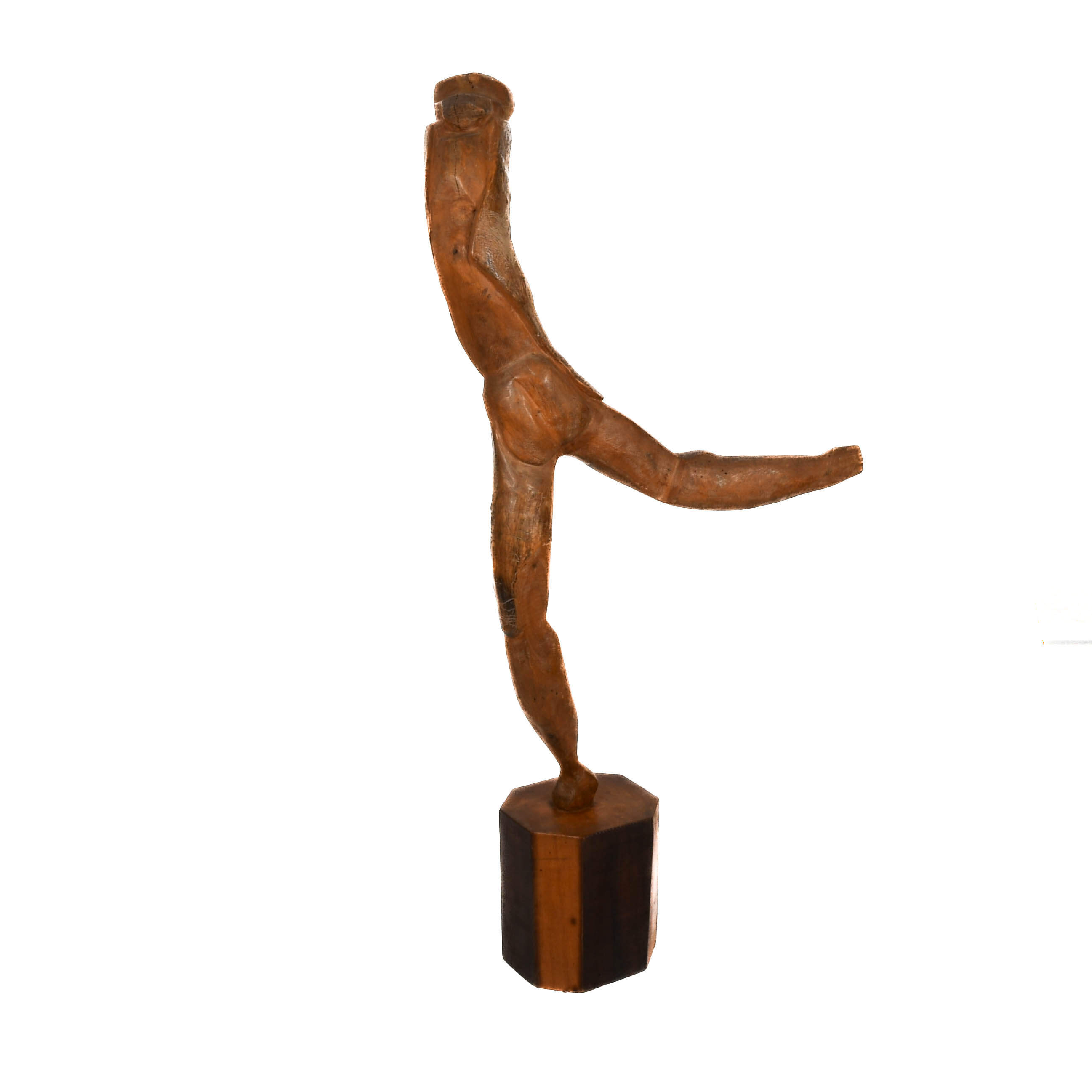 Signed Kallem Carved Wood Abstract Form Sculpture-6