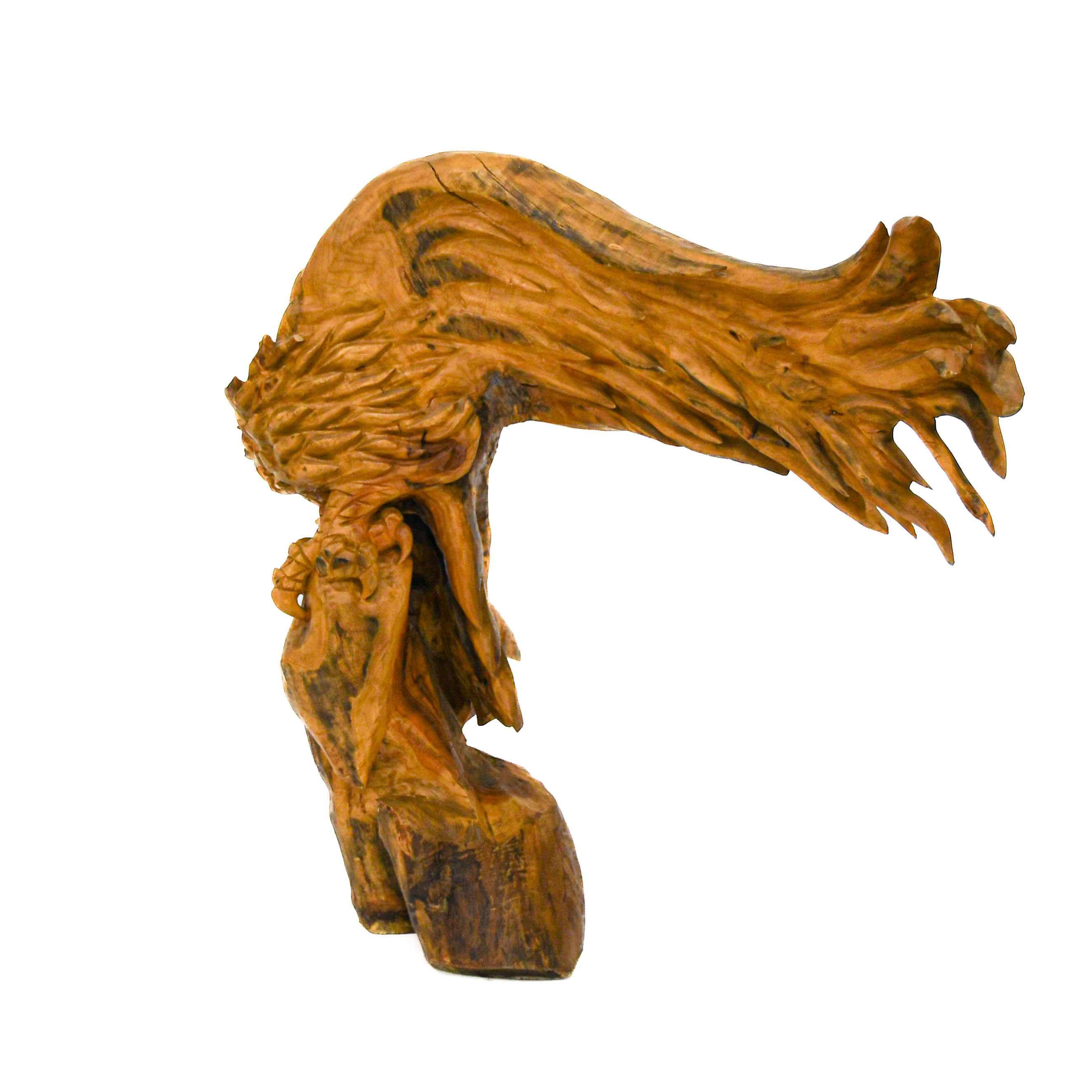 Oversized Hand-Carved Teak Wood Eagle-6