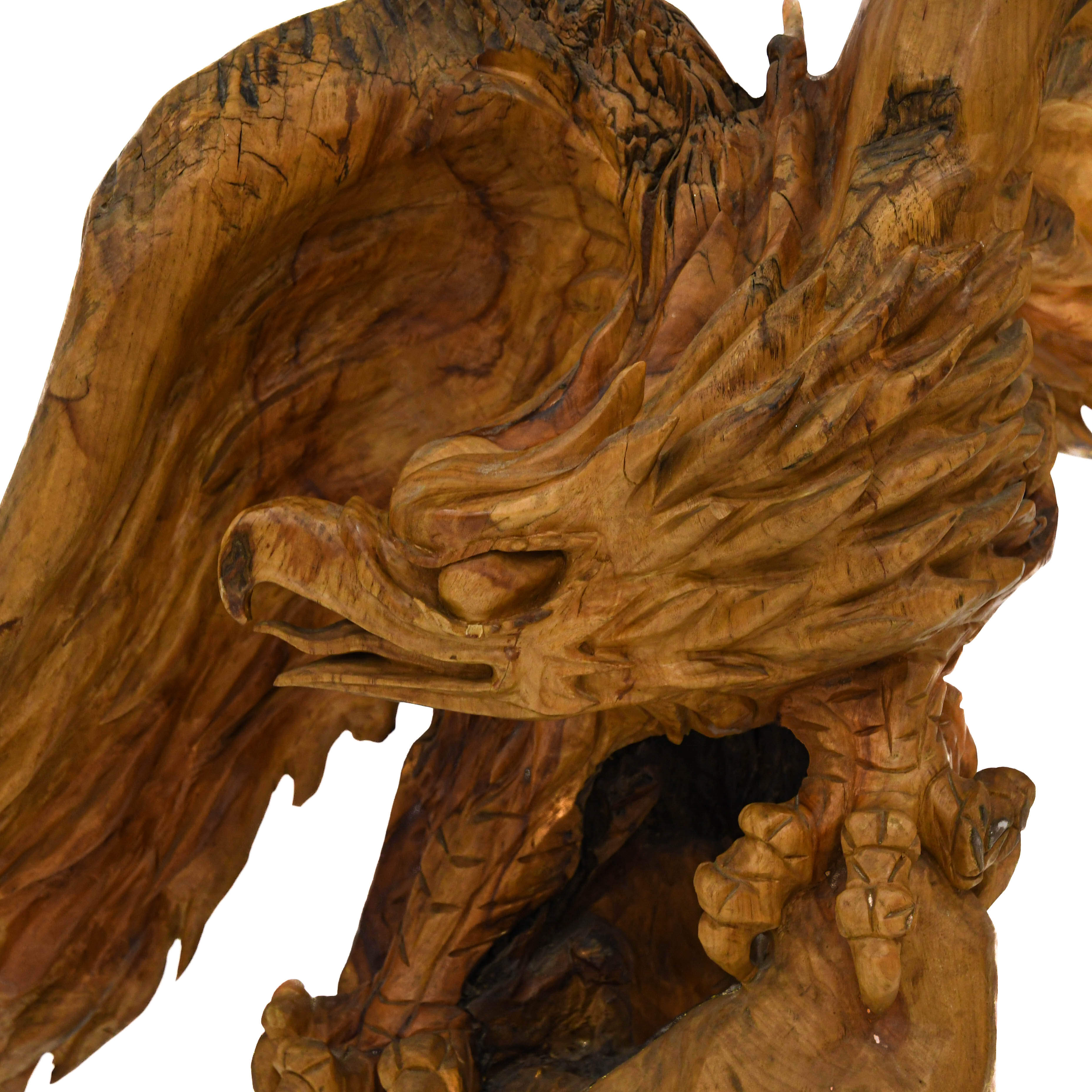 Oversized Hand-Carved Teak Wood Eagle-2