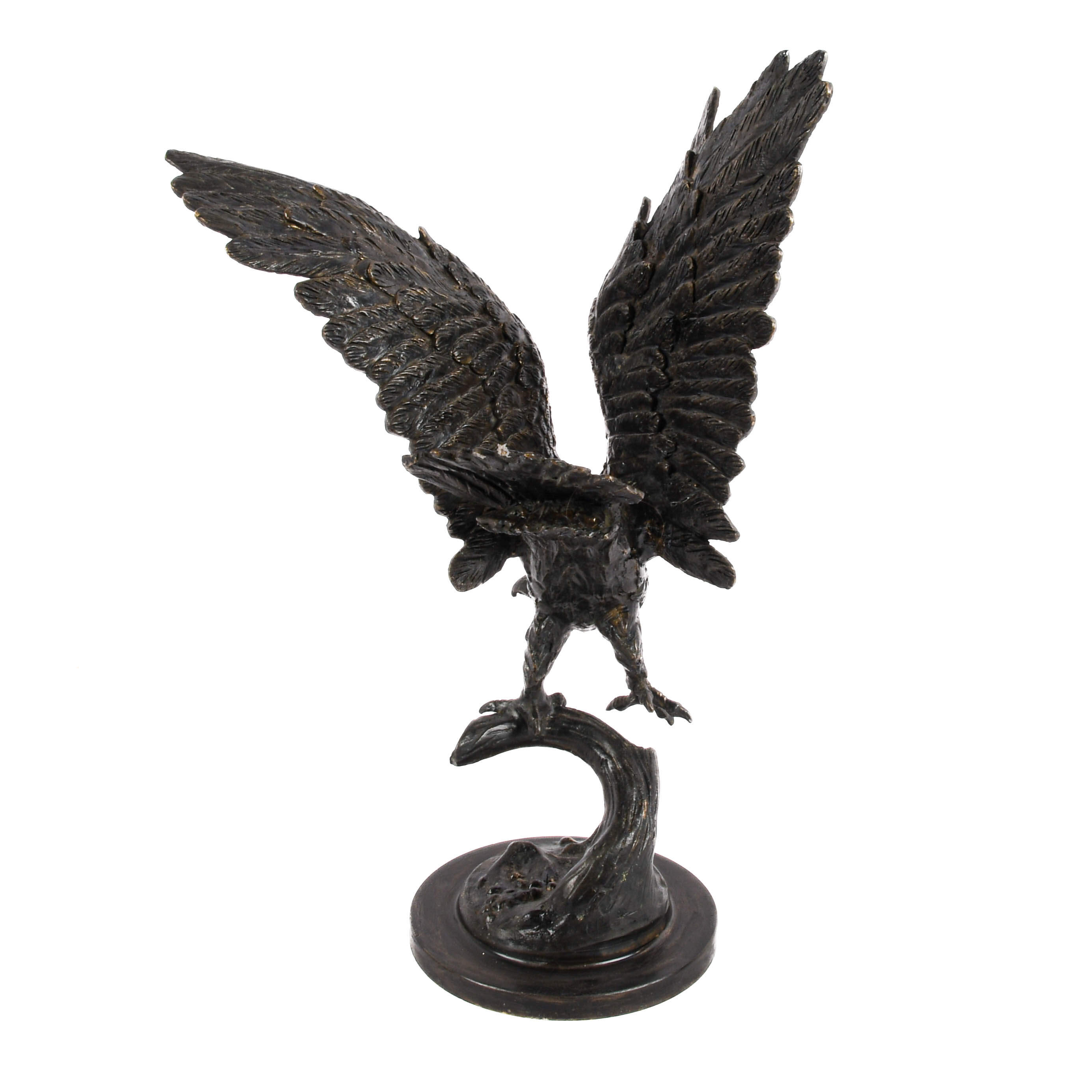Large Bronze Eagle on Branch Sculpture-5