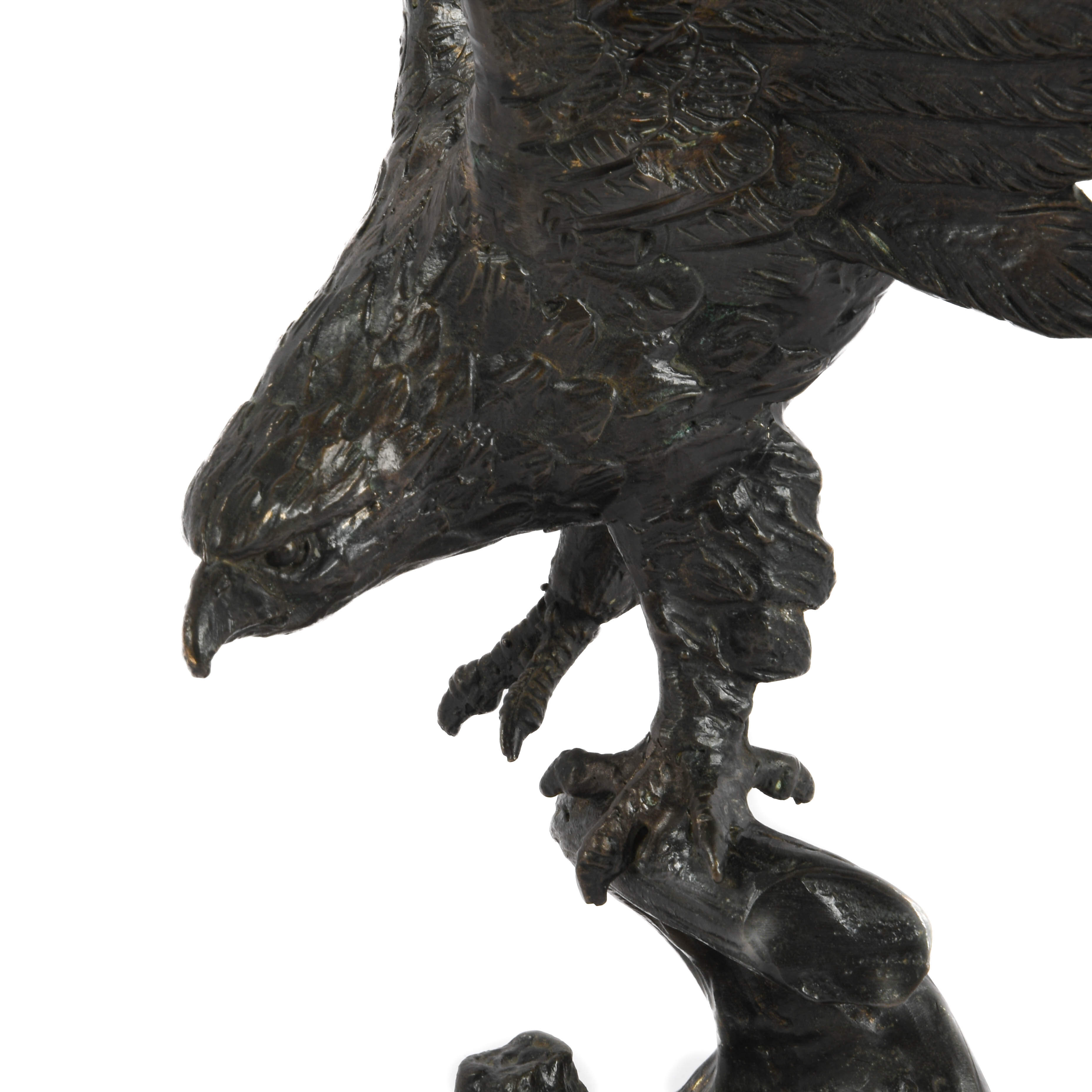 Large Bronze Eagle on Branch Sculpture-4
