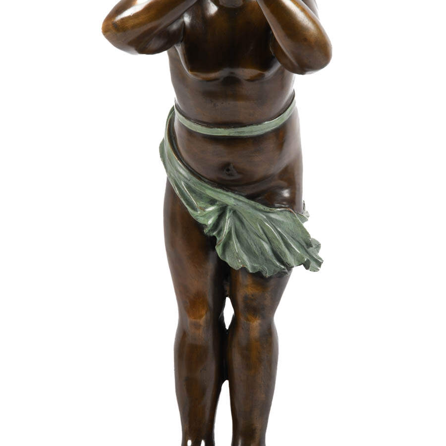 Bronze Boy Figure on Marble Base Blowing a Bugle-3