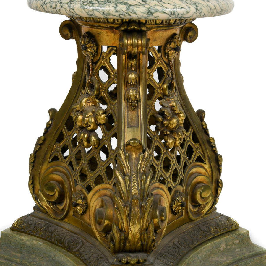 Antique French Bronze and Marble Pedestal-4