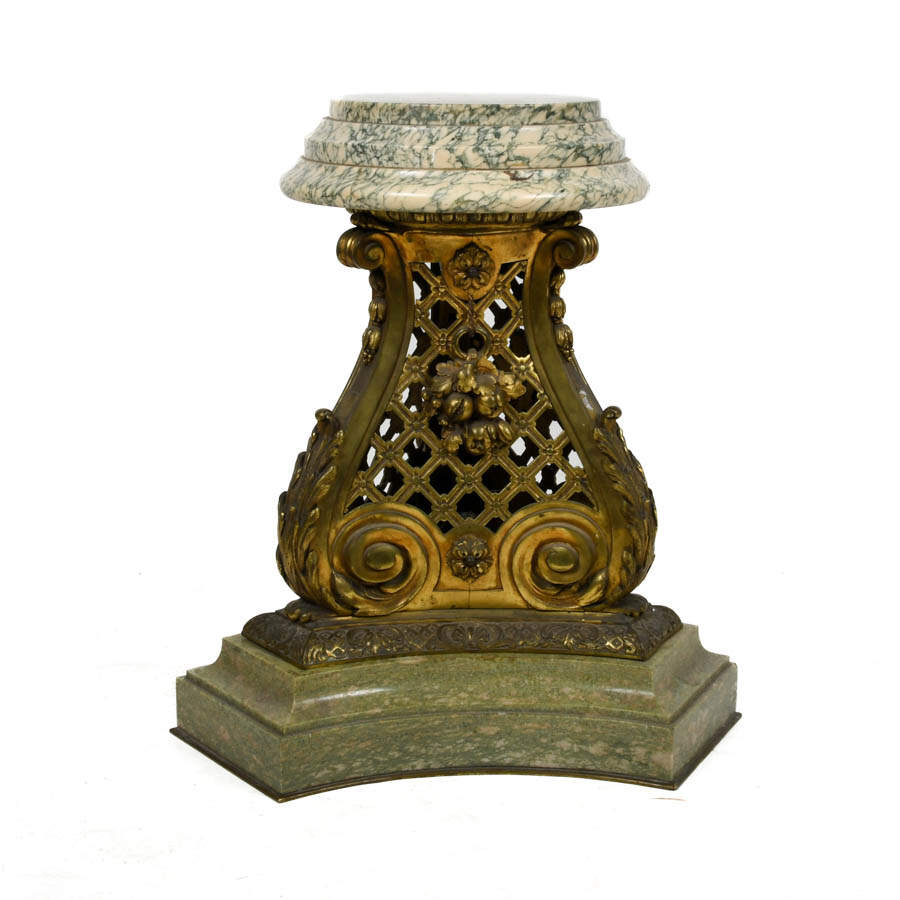 Antique French Bronze and Marble Pedestal-1